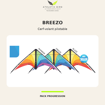 Cerf-volant pilotable Breezo à deux lignes, inclus dans le Pack Progression Athletic Bird pour les activités de plein air.