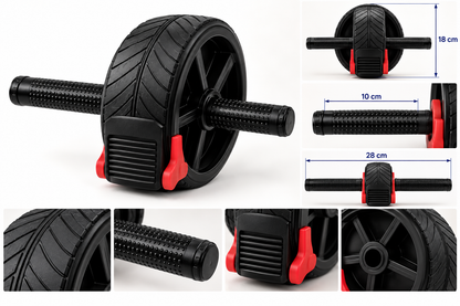 AB Wheel FIT’ & RACK rouge et noire, roue de renforcement abdominal présentée avec ses principales caractéristiques.