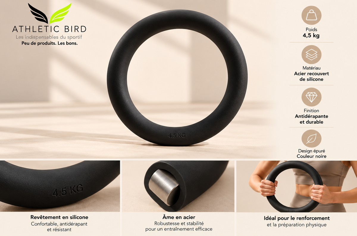 Anneau lesté noir 4,5 kg – équipement de renforcement Athletic Bird