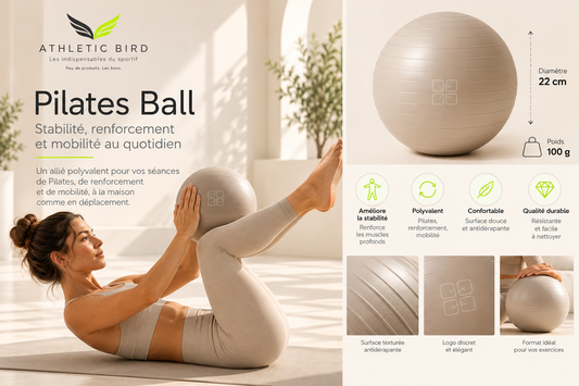 Pilates Ball crème 22 cm Athletic Bird, ballon compact de 100 g pour les exercices de Pilates, stabilité et mobilité.