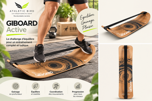 GIBOARD Active Black GIBBON – planche d’équilibre en bois avec slackline