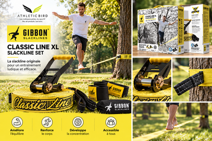 Détail de la Slackline GIBBON ClassicLine avec système de tension à cliquet