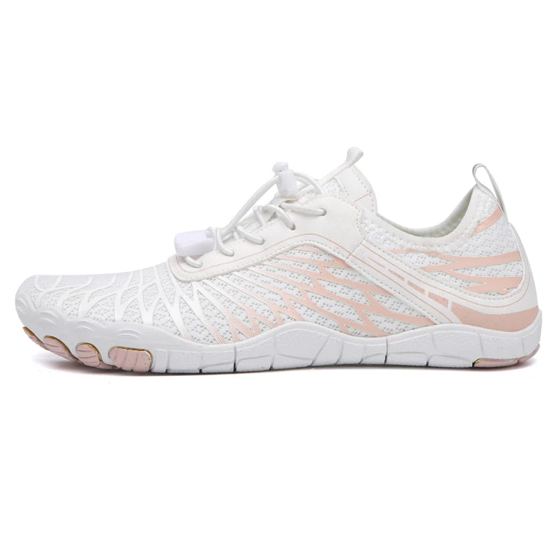 baskets fitness femme rose et blanc