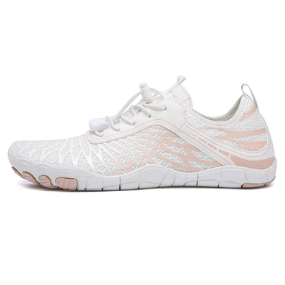 baskets fitness femme rose et blanc