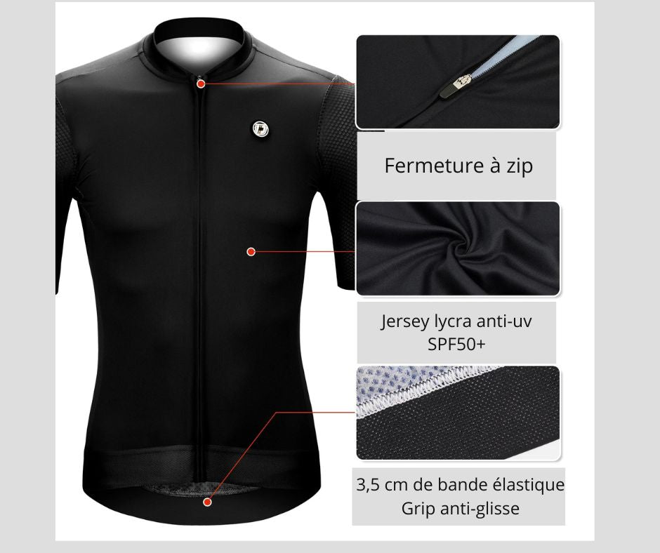 maillot velo zip